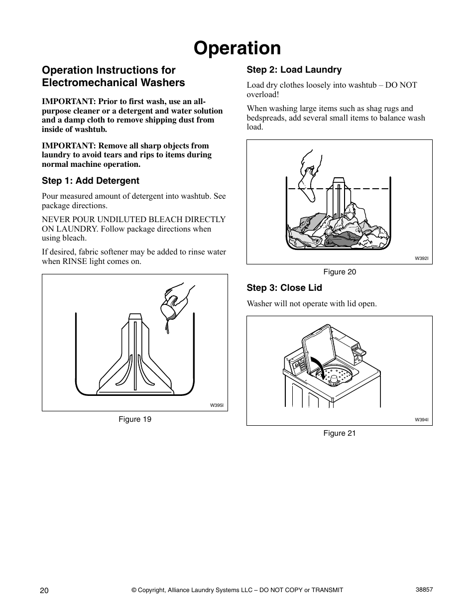 Operation | Alliance Laundry Systems W446I User Manual | Page 22 / 40