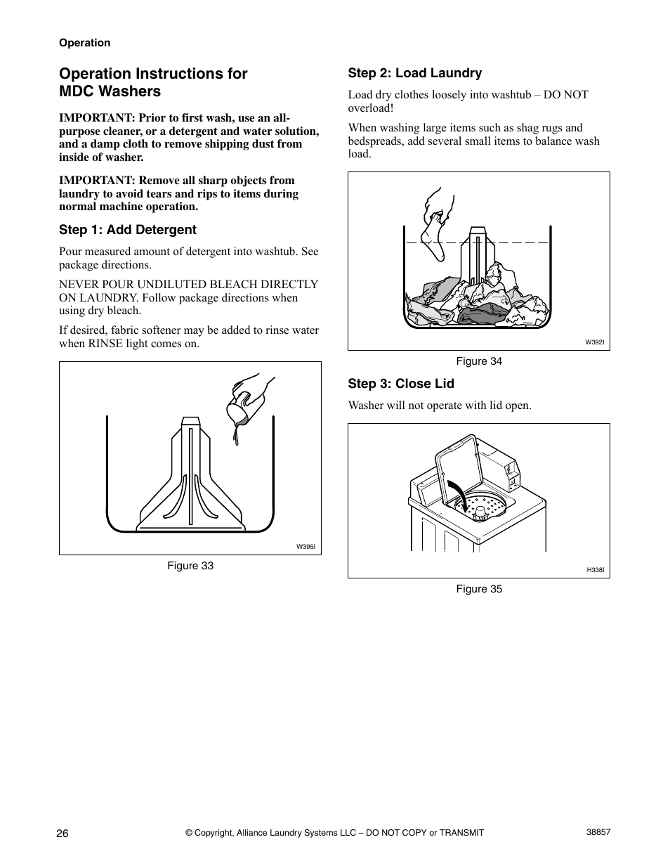 Operation instructions for mdc washers | Alliance Laundry Systems W446I User Manual | Page 28 / 40