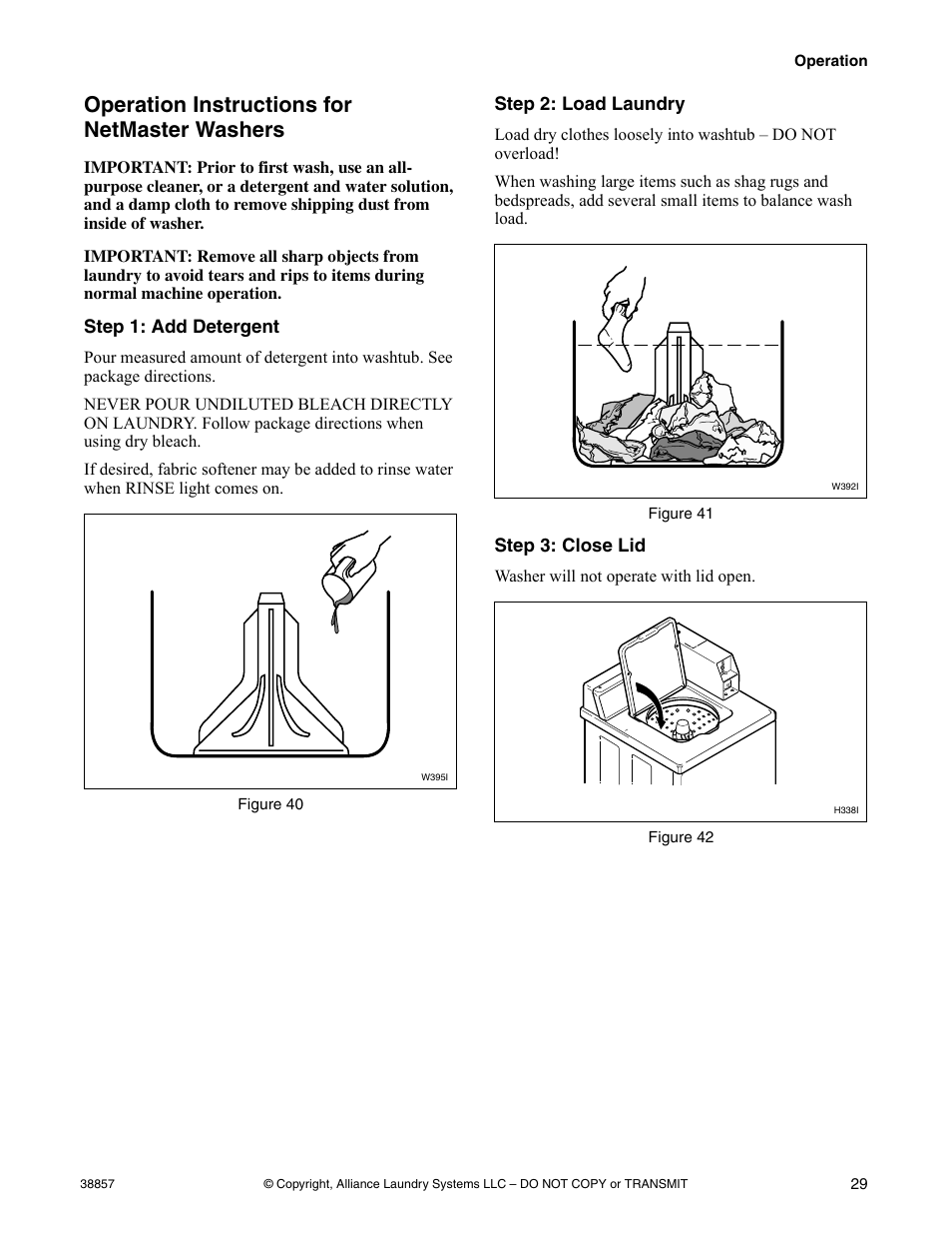 Operation instructions for netmaster washers | Alliance Laundry Systems W446I User Manual | Page 31 / 40