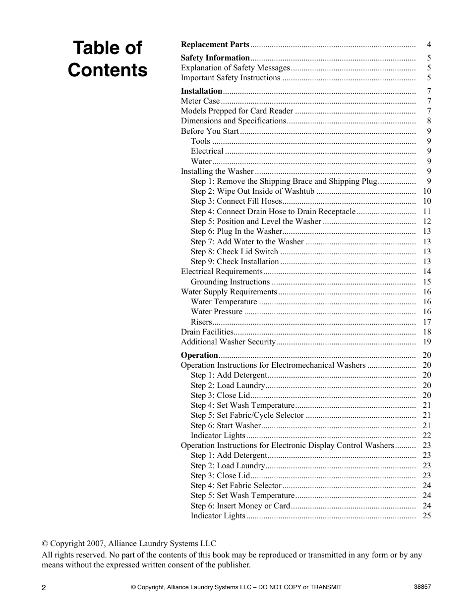 Alliance Laundry Systems W446I User Manual | Page 4 / 40