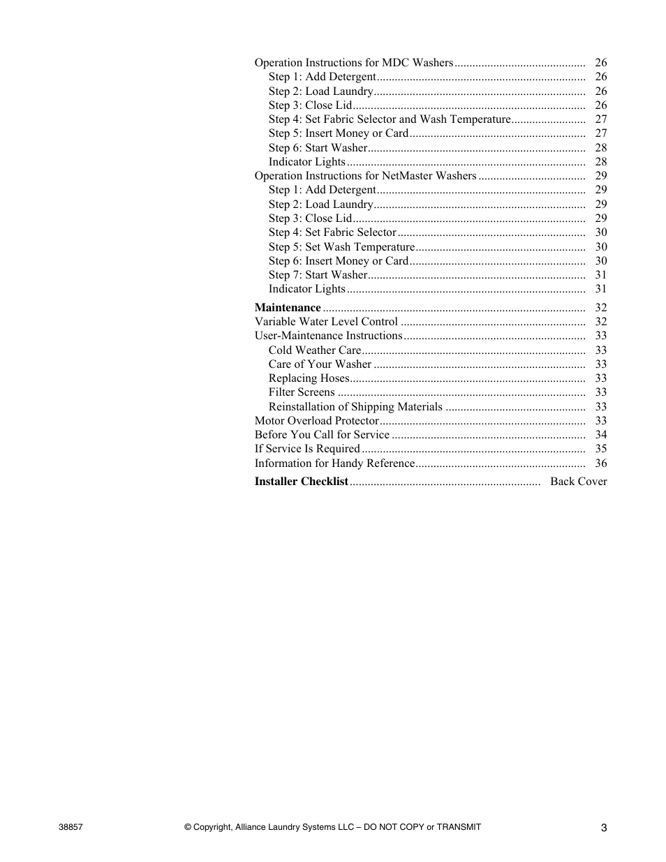 Alliance Laundry Systems W446I User Manual | Page 5 / 40