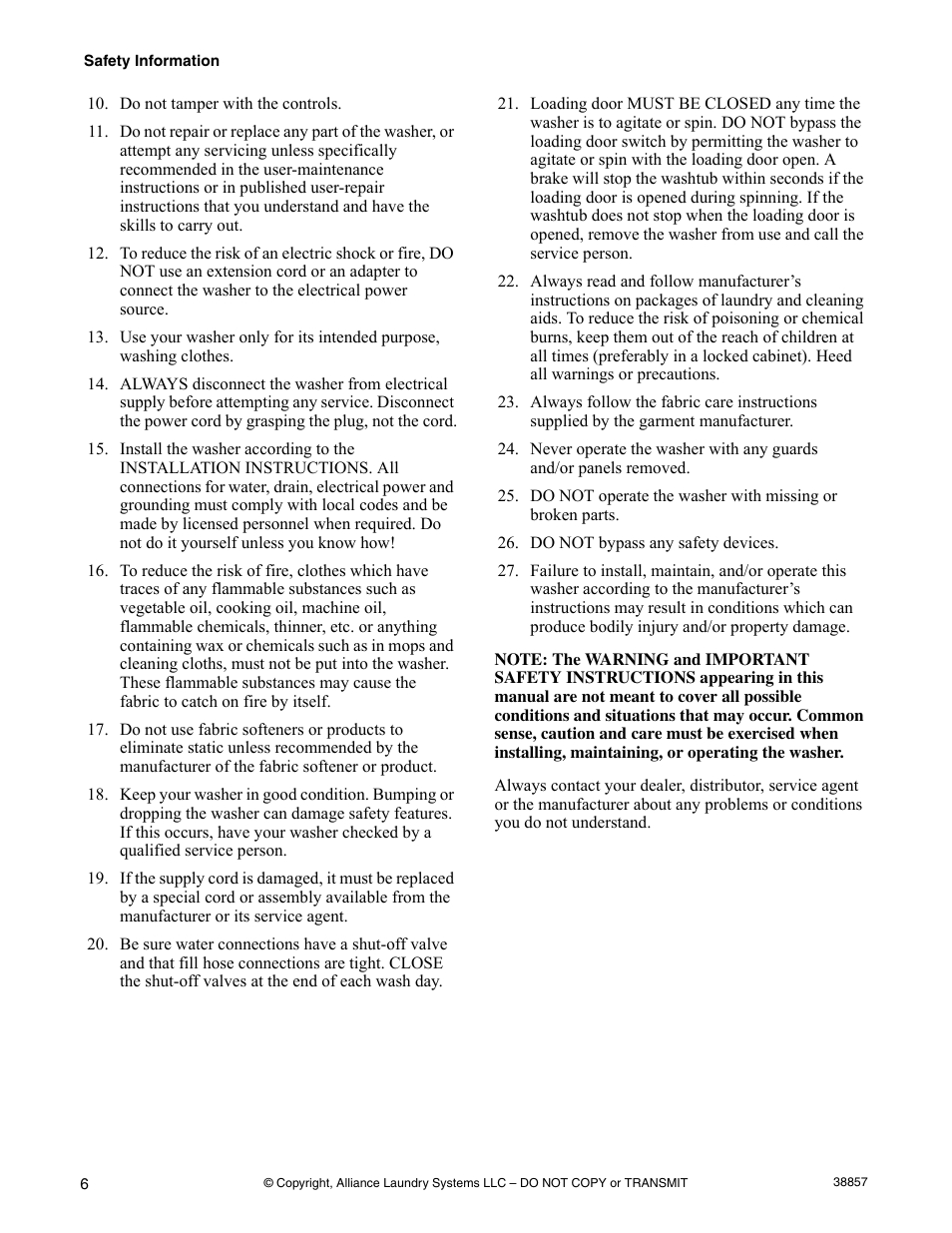 Alliance Laundry Systems W446I User Manual | Page 8 / 40