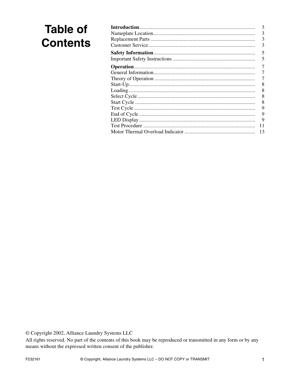 Alliance Laundry Systems POCKET HARDMOUNT UW50P4 User Manual | Page 3 / 16