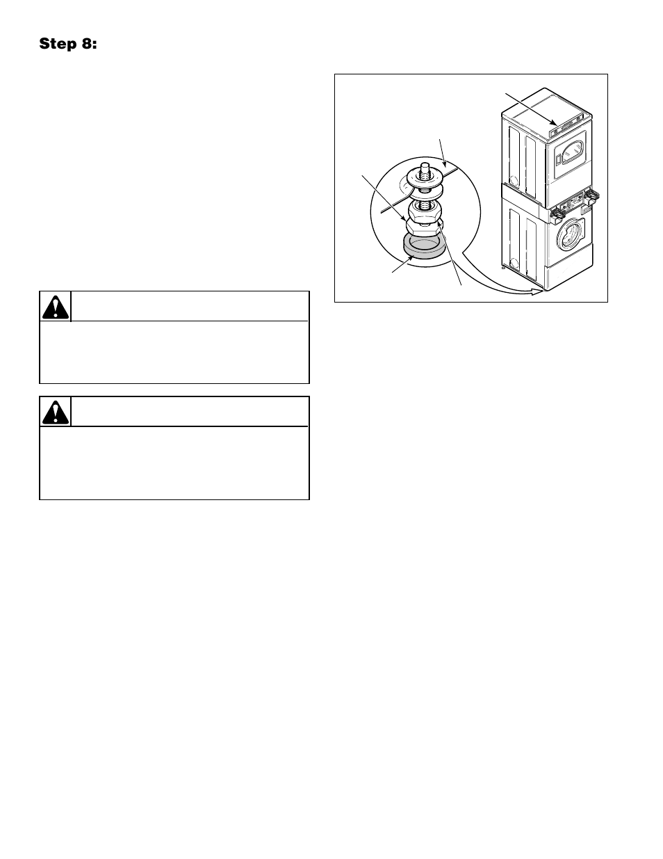 Caution, Step 8: position and level the unit | Alliance Laundry Systems H242I User Manual | Page 16 / 114