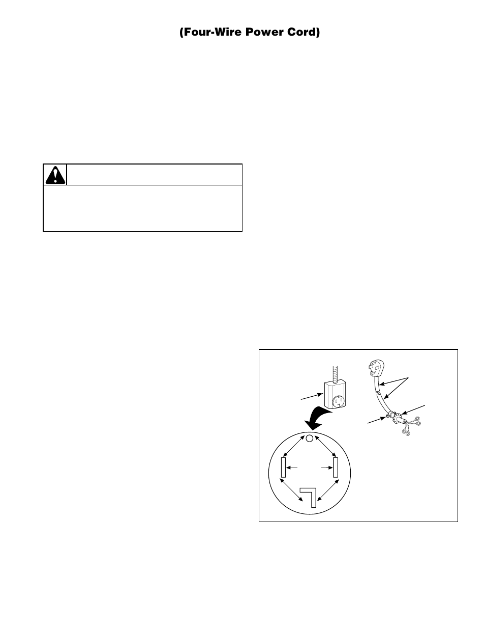 Warning, Four-wire power cord) | Alliance Laundry Systems H242I User Manual | Page 25 / 114