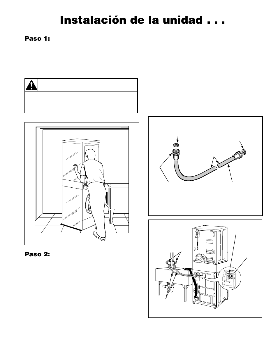 Instalación de la unidad, Precaución | Alliance Laundry Systems H242I User Manual | Page 67 / 114