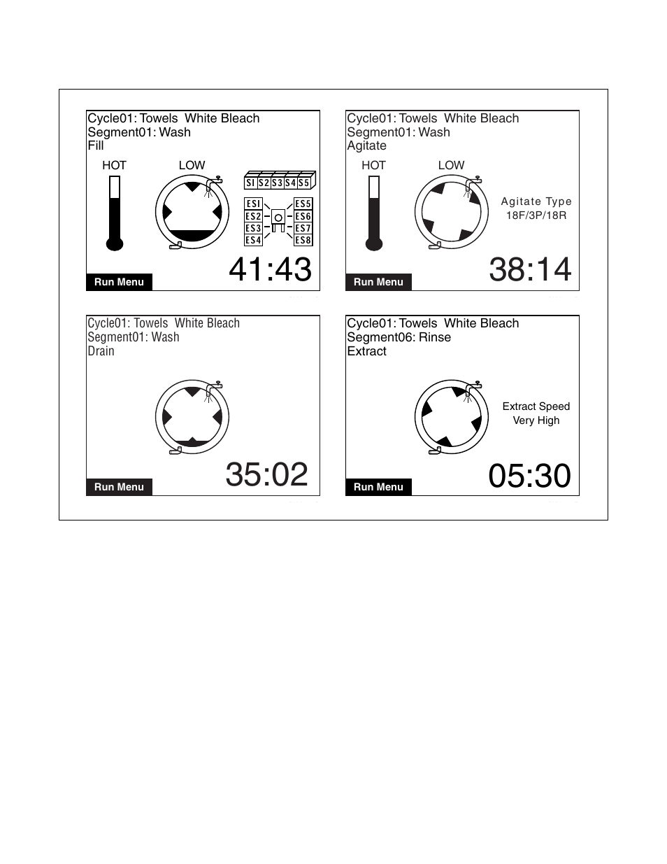 Run menu | Alliance Laundry Systems PHM1401C User Manual | Page 22 / 82