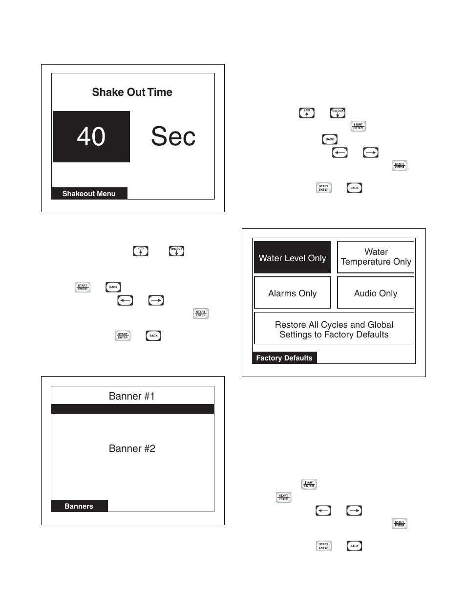 Shakeout menu banners menu factory defaults menu, Sec 40, Shake out time | Alliance Laundry Systems PHM1401C User Manual | Page 47 / 82