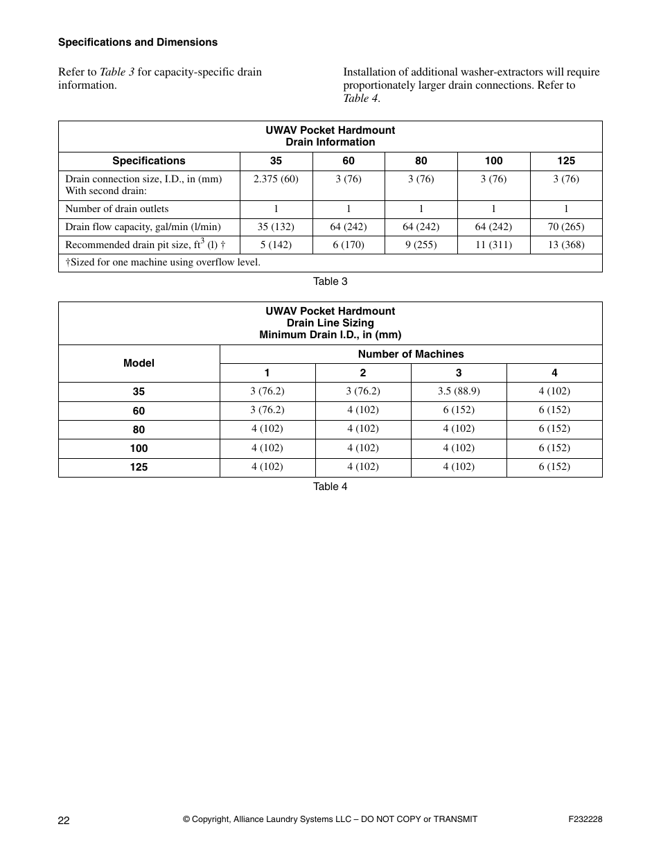 Refer to table 3 for, To table 4 | Alliance Laundry Systems UW35AV User Manual | Page 24 / 34