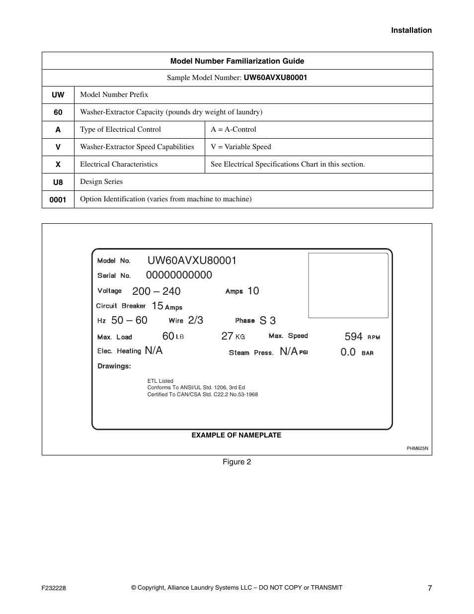 Alliance Laundry Systems UW35AV User Manual | Page 9 / 34