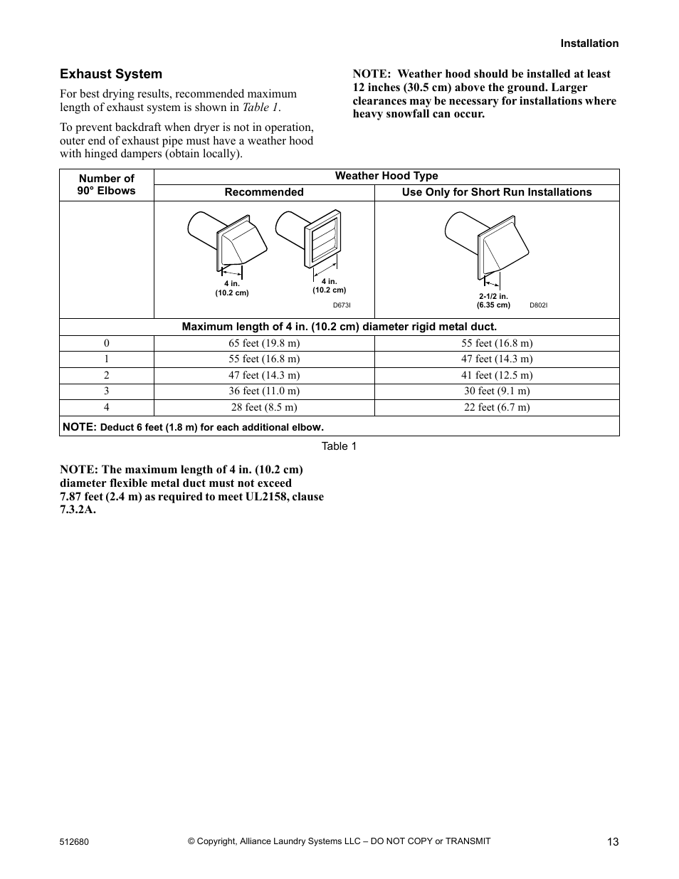 Exhaust system | Alliance Laundry Systems D677I User Manual | Page 15 / 56