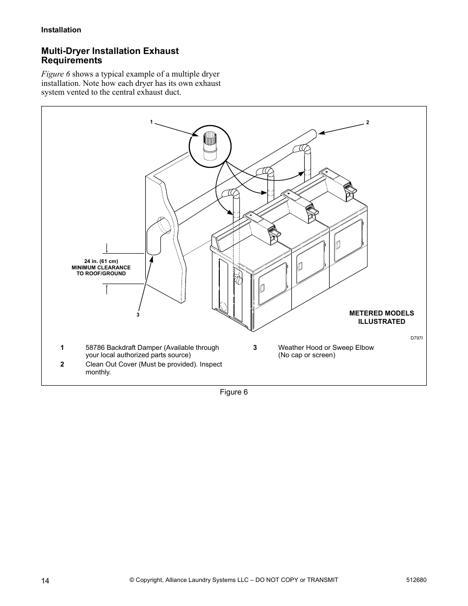 Multi-dryer installation exhaust requirements | Alliance Laundry Systems D677I User Manual | Page 16 / 56