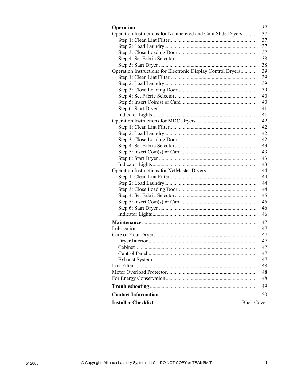 Alliance Laundry Systems D677I User Manual | Page 5 / 56