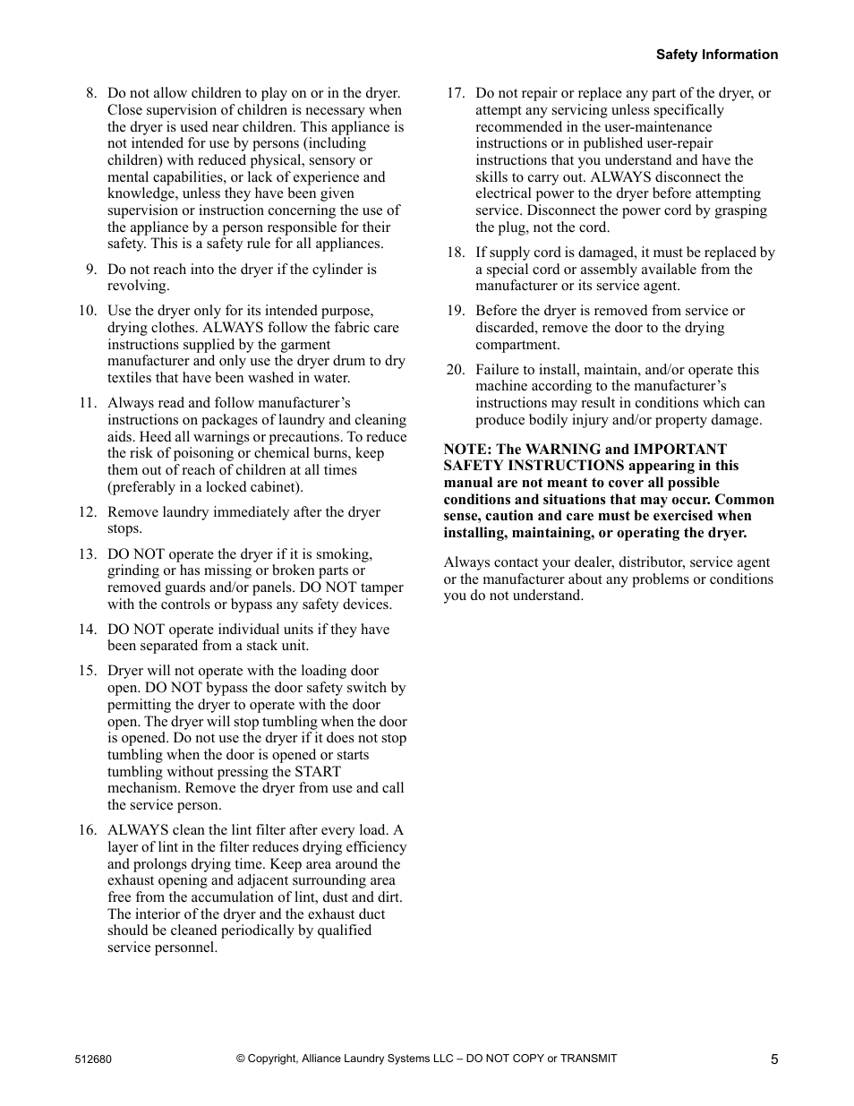 Alliance Laundry Systems D677I User Manual | Page 7 / 56