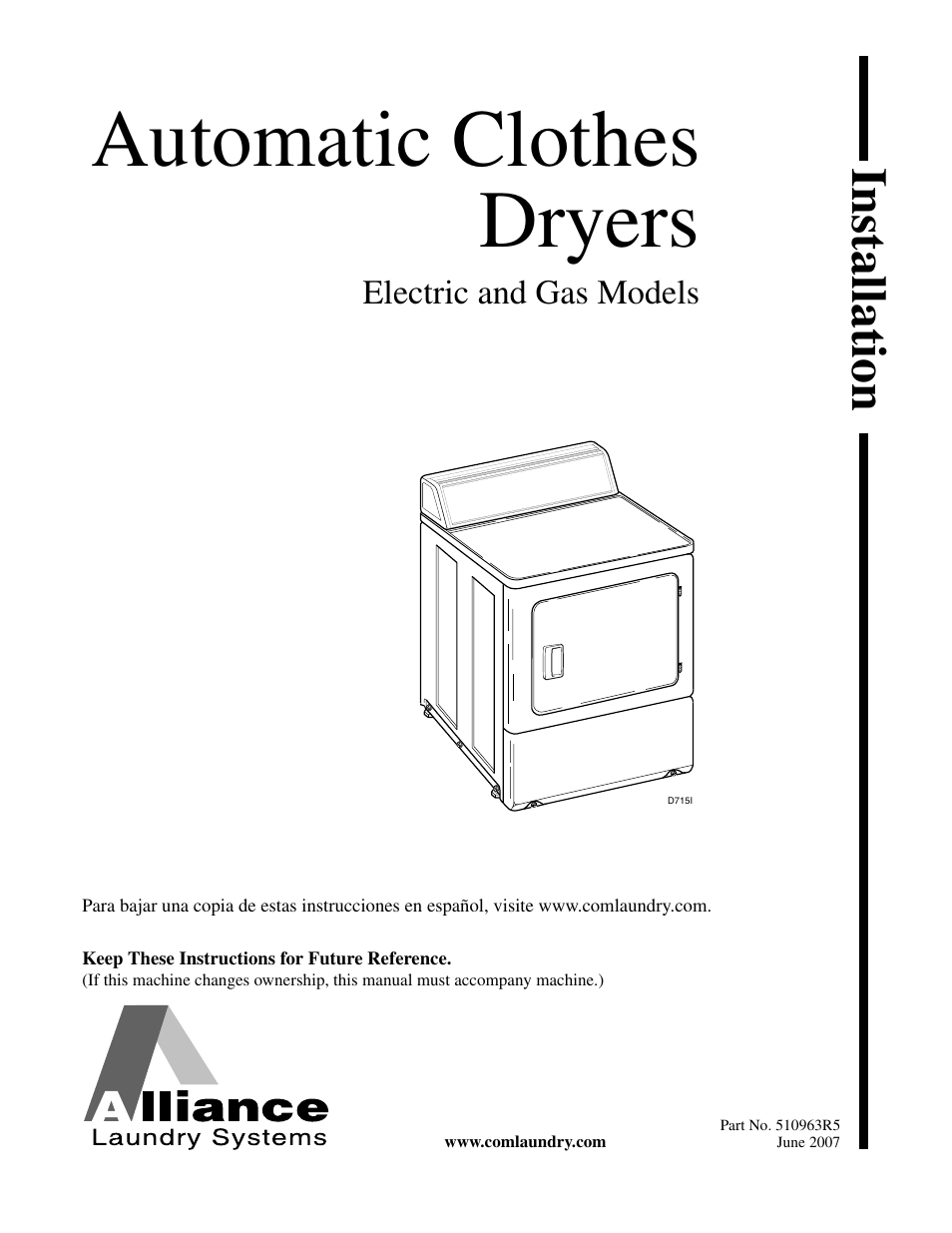 Alliance Laundry Systems D715I User Manual | 34 pages