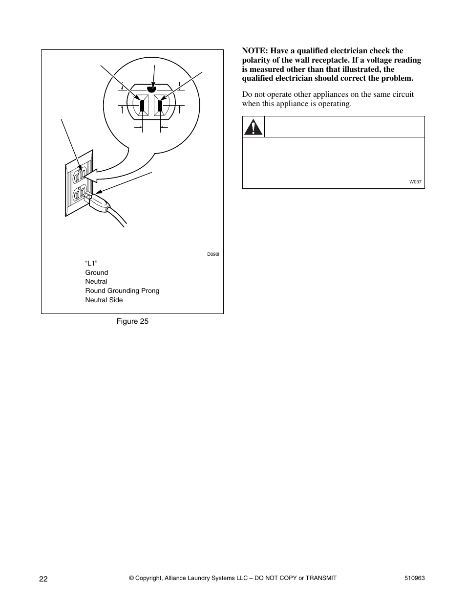 Warning | Alliance Laundry Systems D715I User Manual | Page 24 / 34