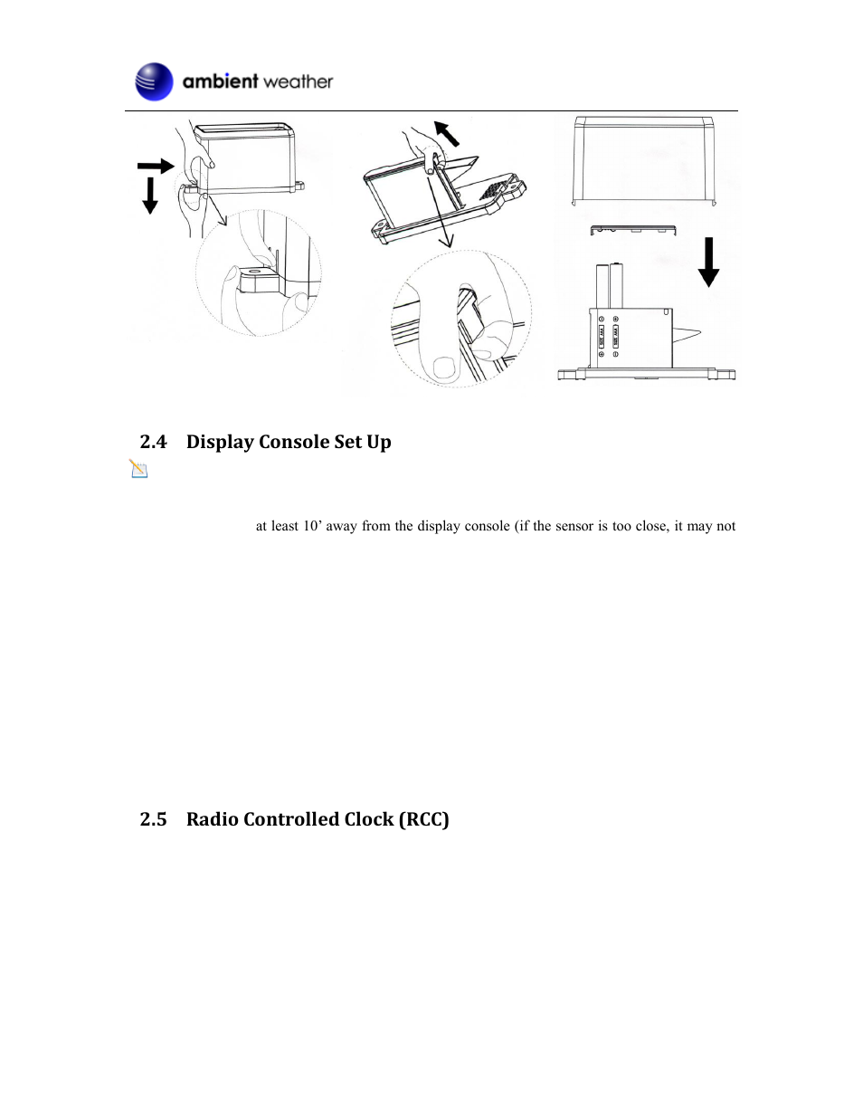 Display console set up, Radio controlled clock (rcc), 4 display console set up | 5 radio controlled clock (rcc) | Ambient Devices WS-0202 User Manual | Page 3 / 8