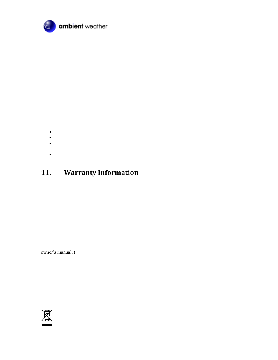 Warranty information | Ambient Devices WS-0202 User Manual | Page 8 / 8