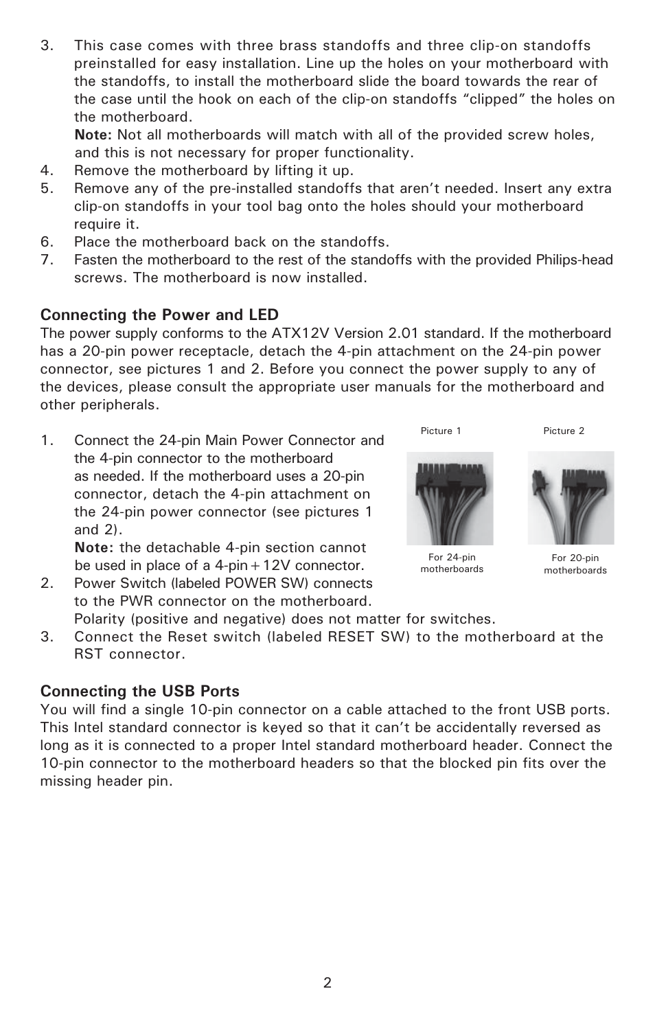 Connecting the power and led, Connecting the usb ports | Antec NEW SOLUTION NSK 1380 User Manual | Page 3 / 6