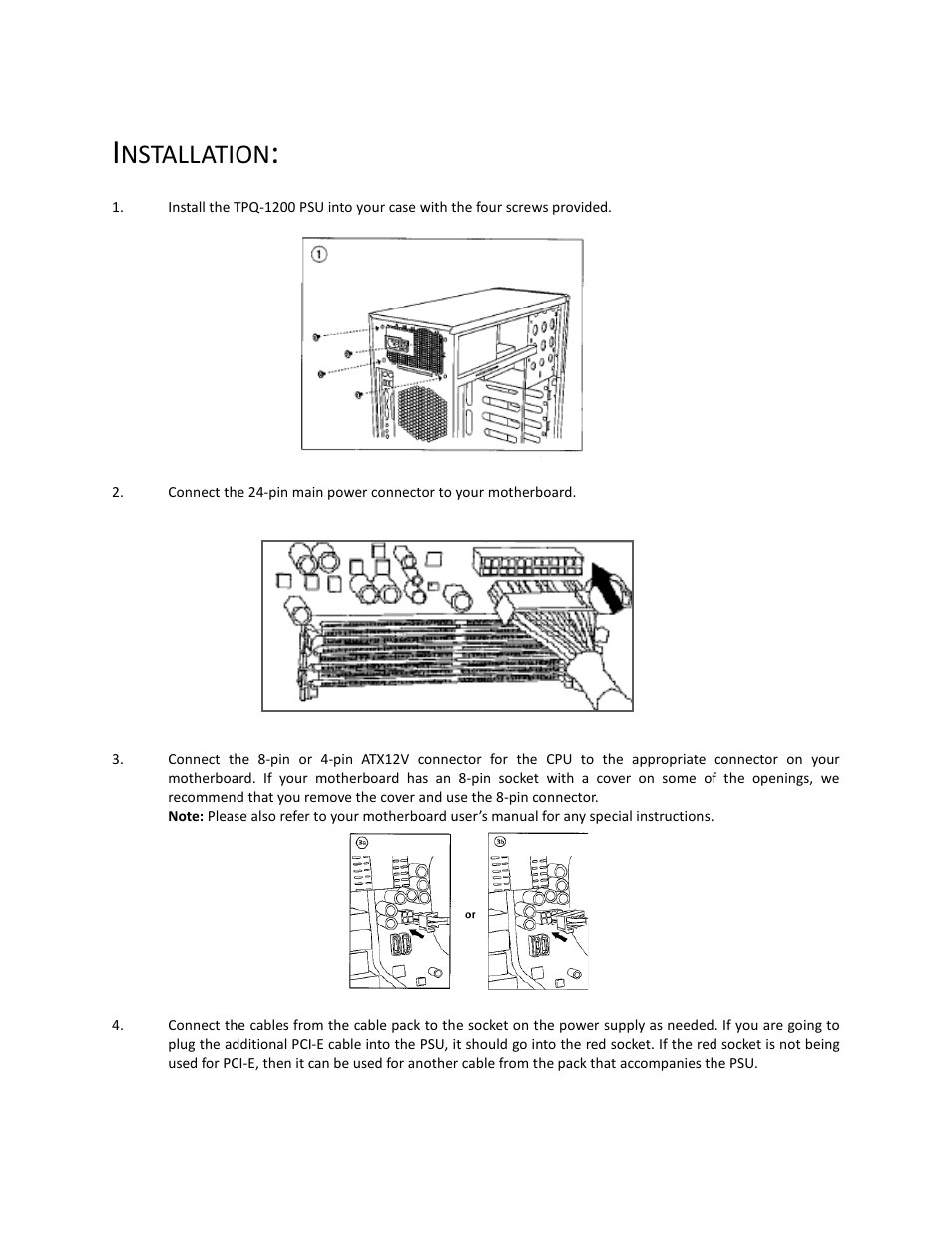 Nstallation | Antec TRUEPOWER QUATTRO TPQ-1200 User Manual | Page 6 / 8