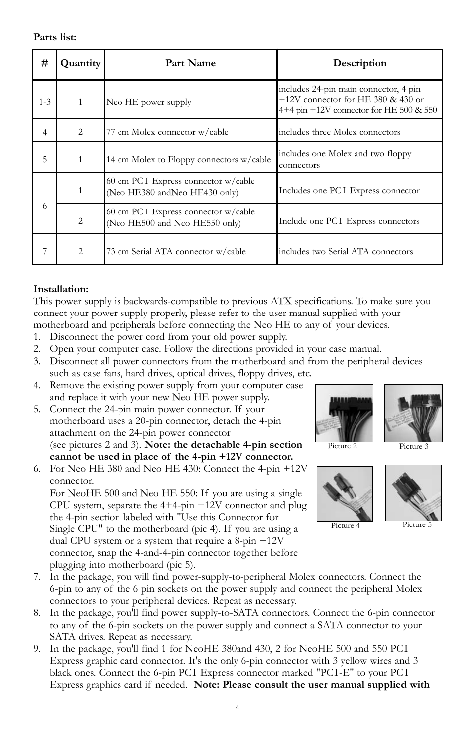 Antec Neo HE500 User Manual | Page 4 / 6