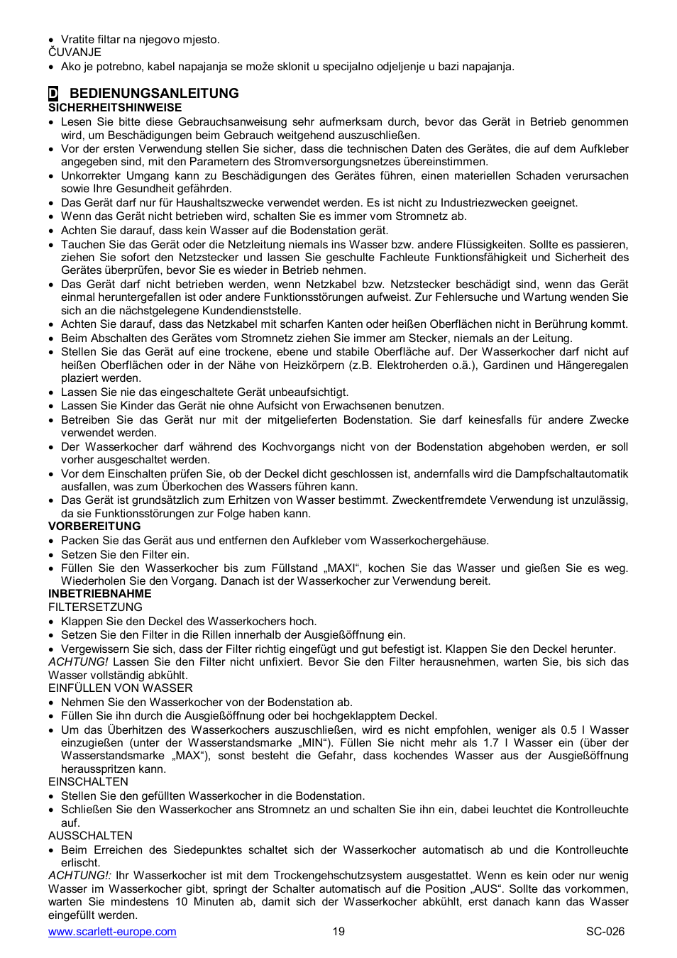 Scarlett SC-026 User Manual | Page 19 / 20