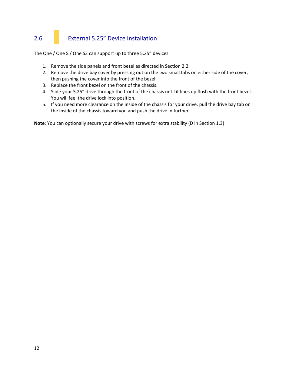 6 external 5.25” device installation | Antec ONE S3 User Manual | Page 12 / 23