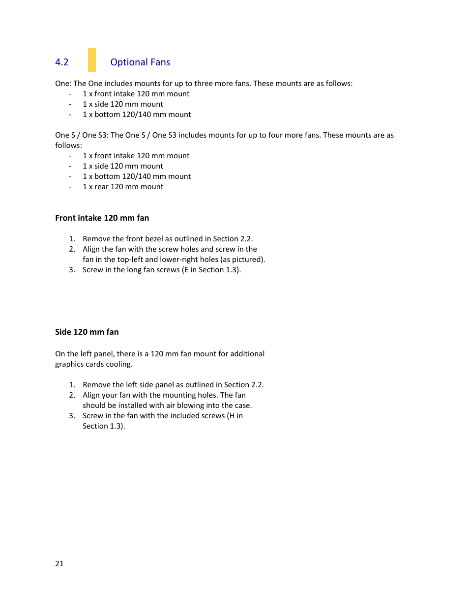 2 optional fans | Antec ONE S3 User Manual | Page 21 / 23