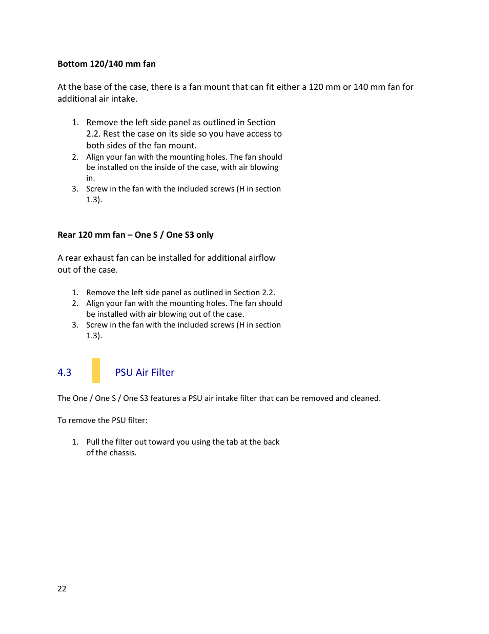 3 psu air filter | Antec ONE S3 User Manual | Page 22 / 23