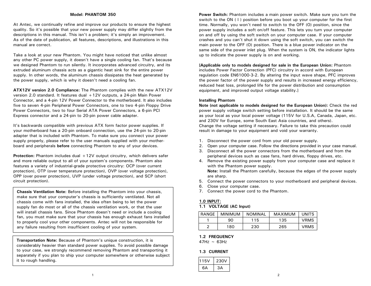 Antec PHANTOM 350 User Manual | Page 3 / 24