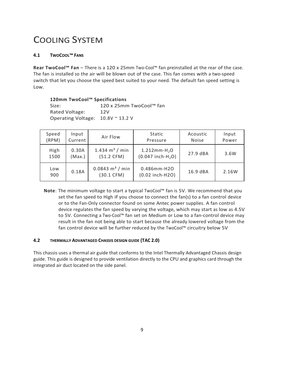 Ooling, Ystem | Antec Quiet Computing VSK-2000 User Manual | Page 10 / 12