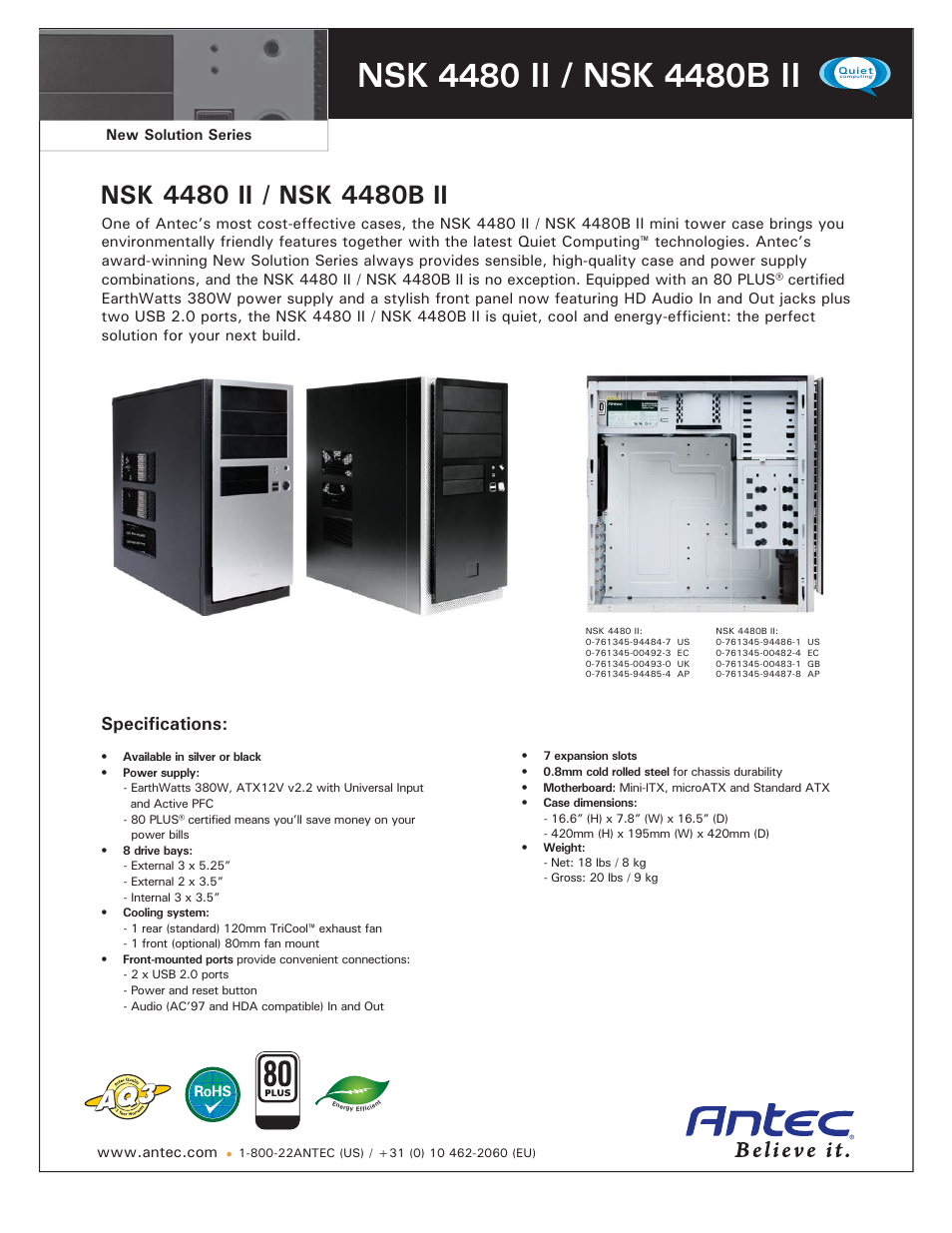 Antec NSK 4480 II User Manual | 1 page