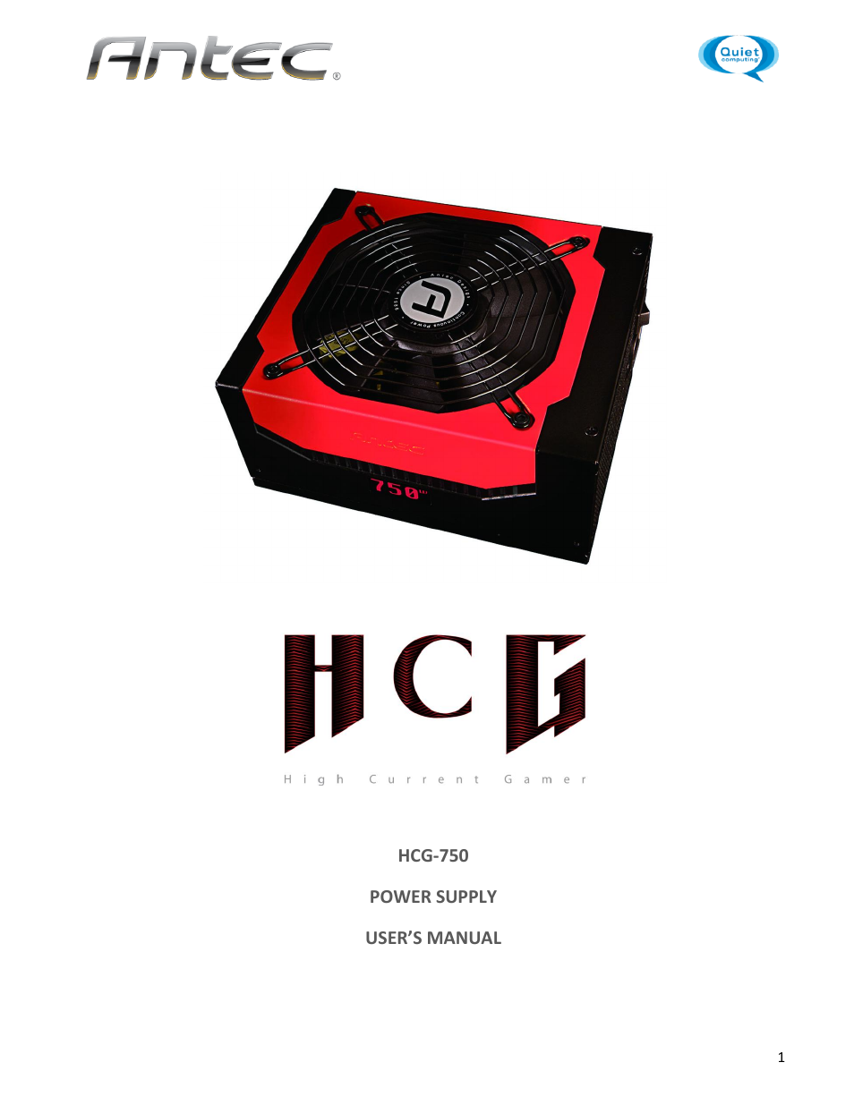 Antec HCG-750 User Manual | 7 pages