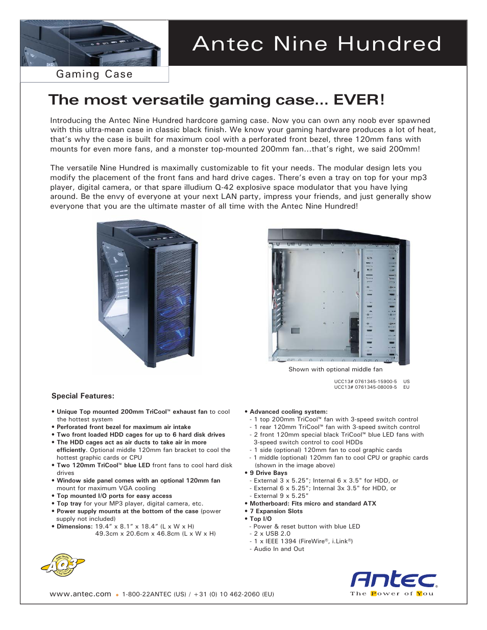 Antec UCC13# 0761345-15900-5 US User Manual | 1 page