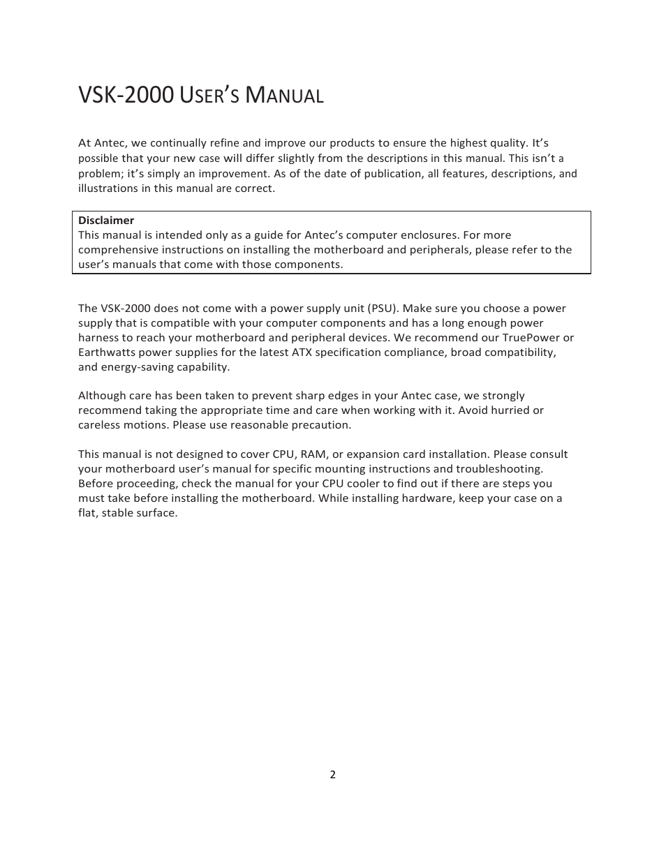 Vsk-2000, Anual | Antec VSK-2000 User Manual | Page 3 / 12