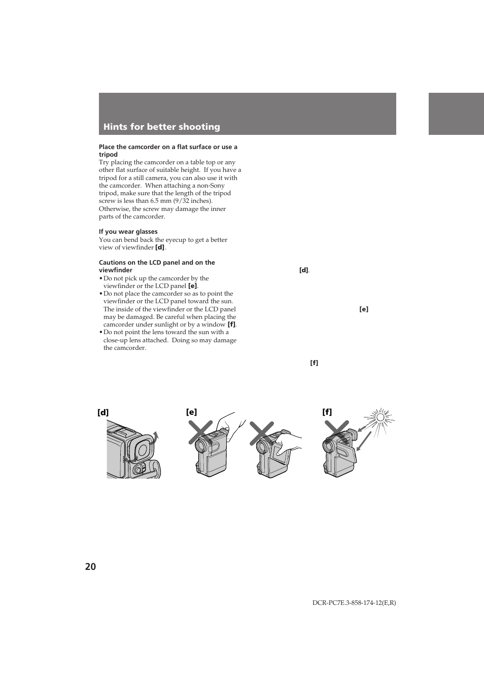 Sony DCR-PC7E User Manual | Page 20 / 92