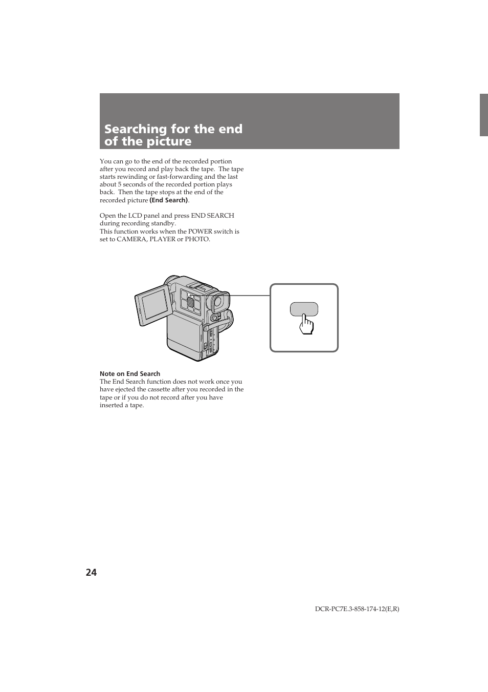 Searching for the end of the picture, Иултн íóìˆ‡ ëáó· ‡êâìëfl | Sony DCR-PC7E User Manual | Page 24 / 92