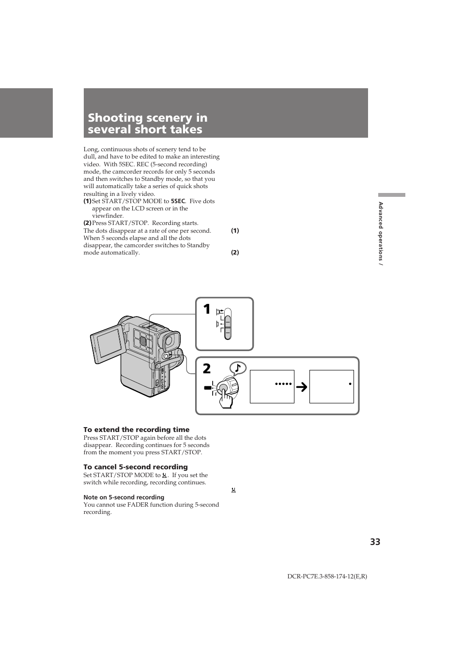 Shooting scenery in several short takes, Л˙впн‡ фвиб‡к‡ б‡ мвтнуо¸ну ну óúíëı ф лвпу | Sony DCR-PC7E User Manual | Page 33 / 92