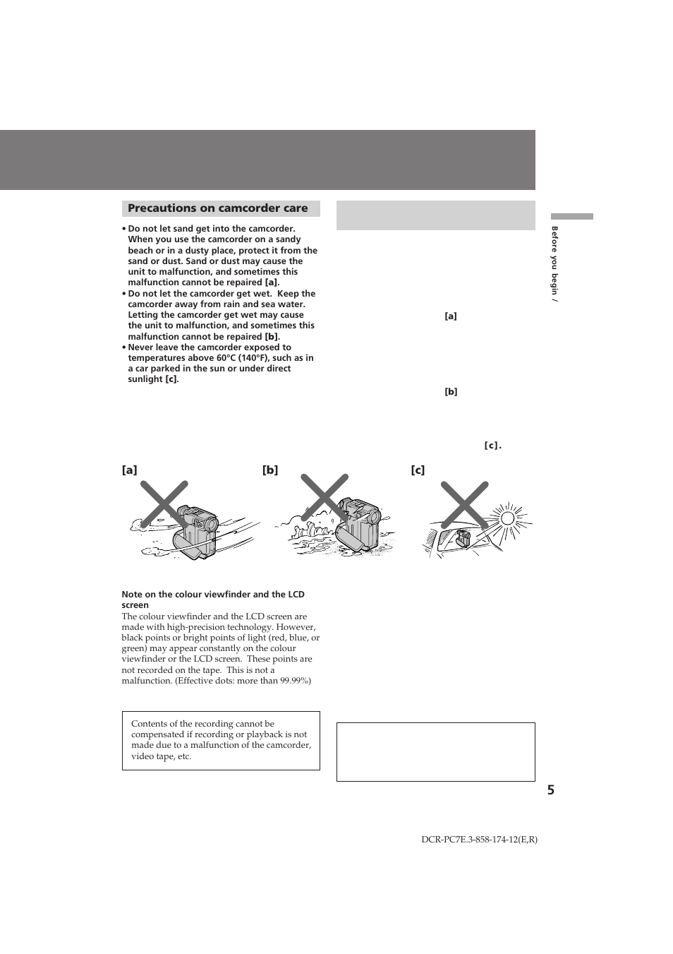 Sony DCR-PC7E User Manual | Page 5 / 92