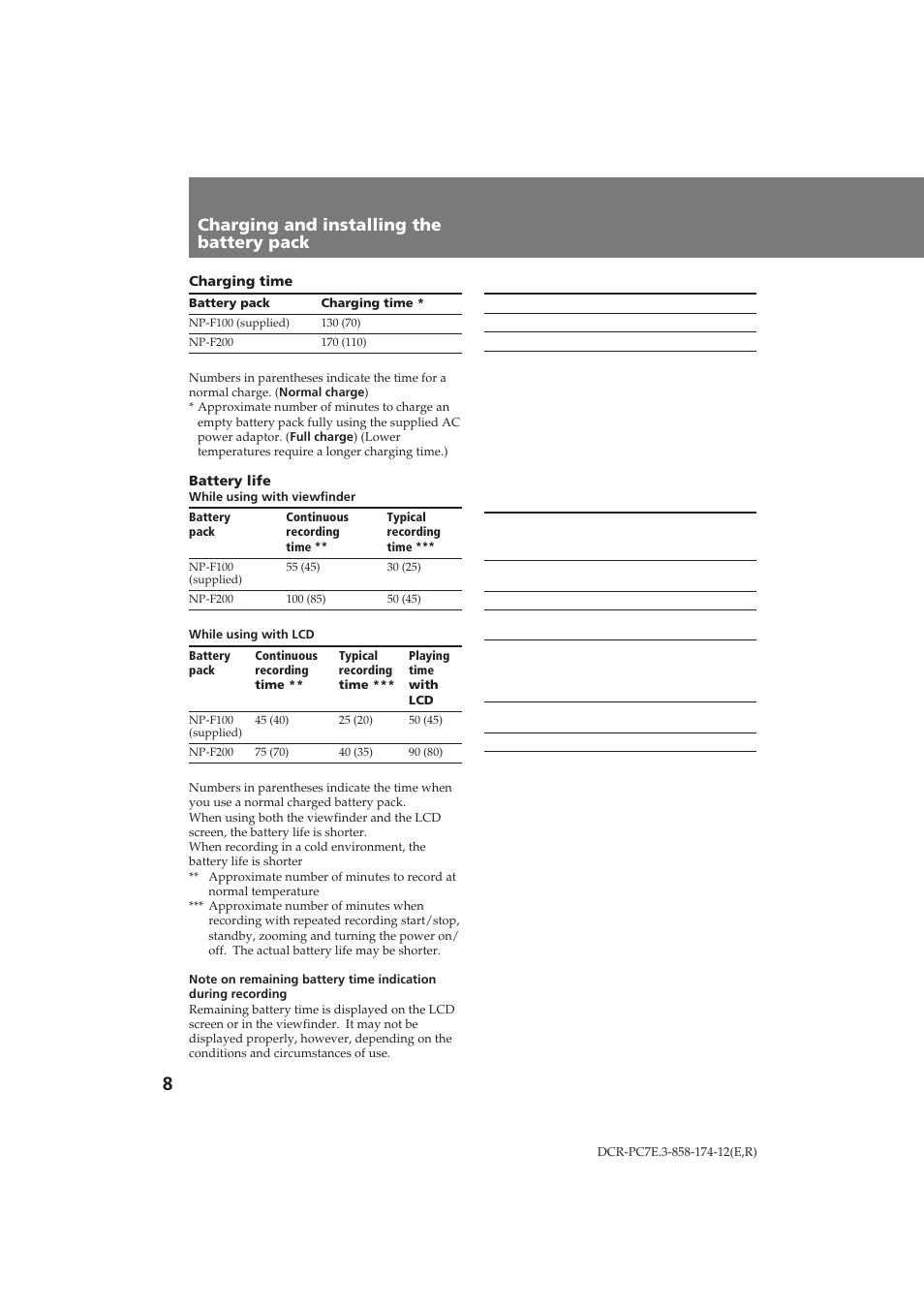 Sony DCR-PC7E User Manual | Page 8 / 92