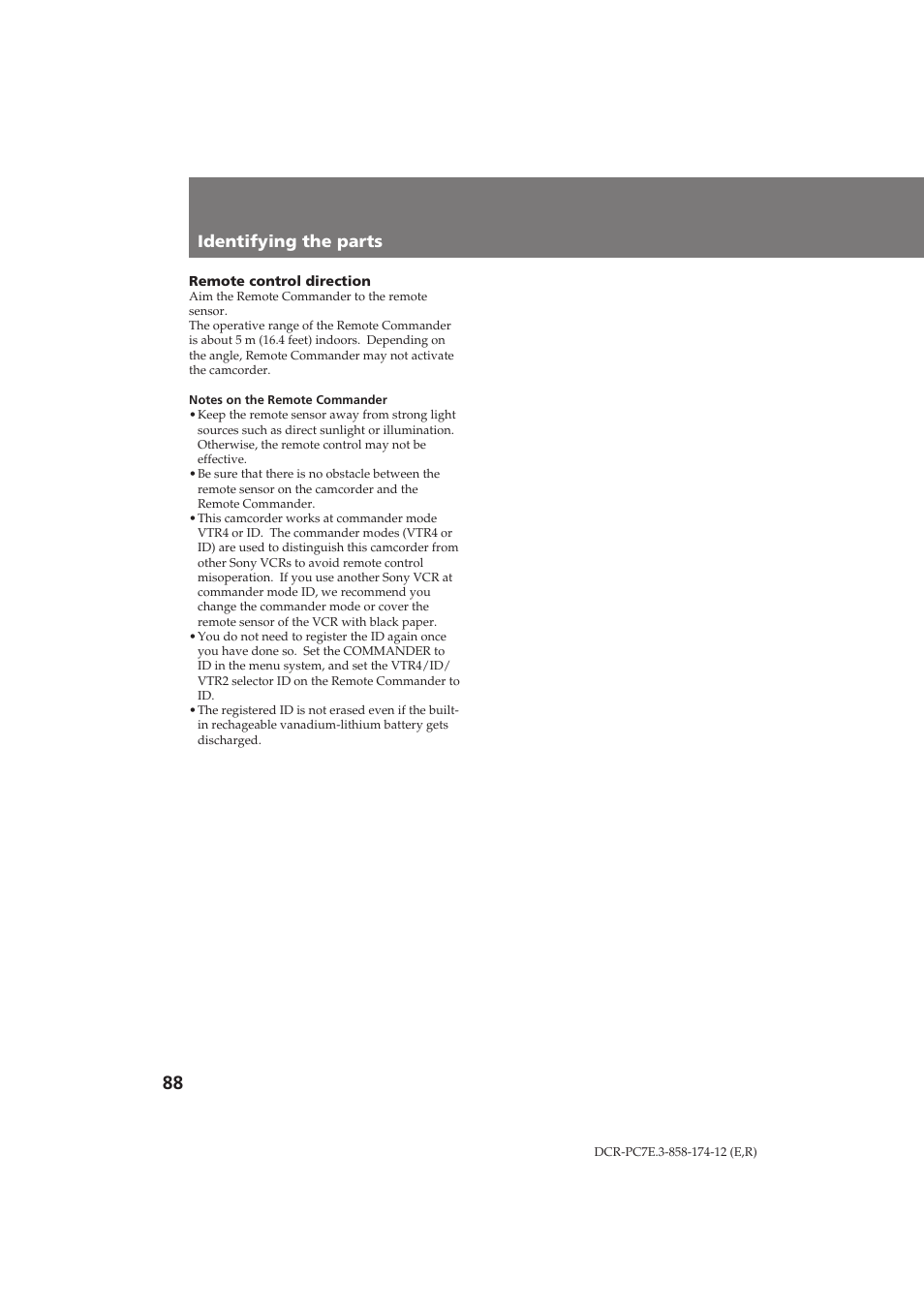 Identifying the parts йфубм‡‚‡млв ˜‡тъви | Sony DCR-PC7E User Manual | Page 88 / 92