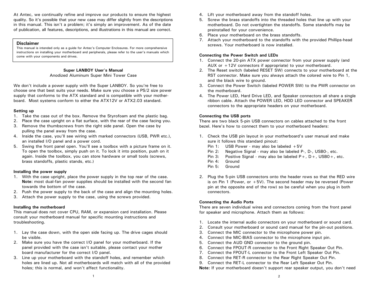 Antec Super LANBOY User Manual | Page 2 / 5