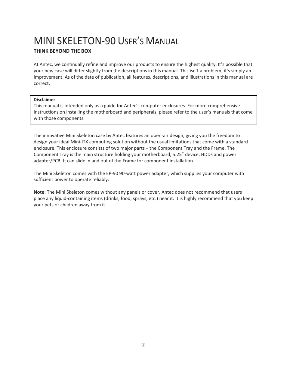 Mini, Skeleton-90, Anual | Antec Quiet Computing Mini Skeleton-90 User Manual | Page 3 / 12
