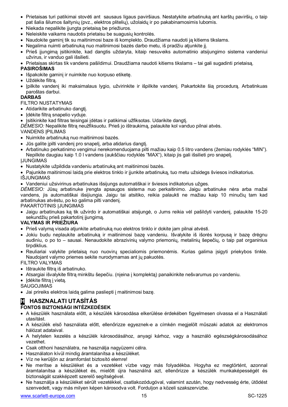 Scarlett SC-1225 User Manual | Page 15 / 20