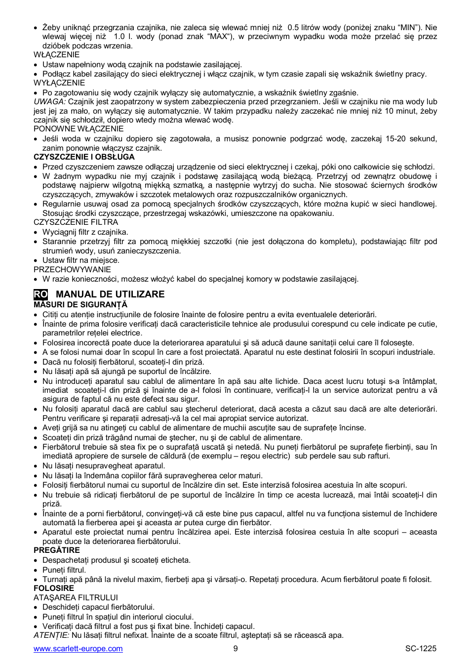 Scarlett SC-1225 User Manual | Page 9 / 20