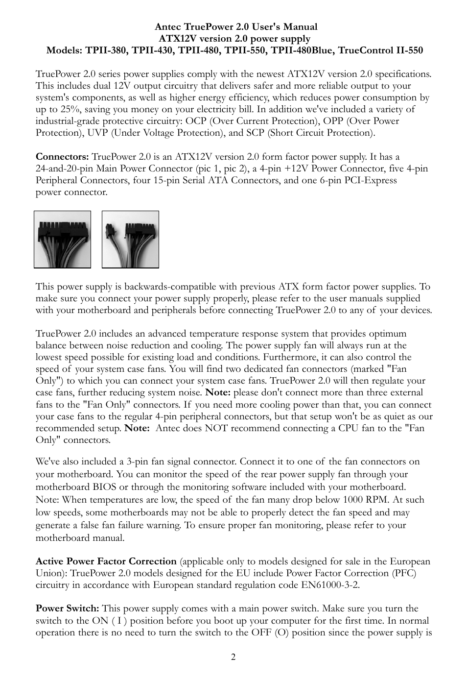 Antec TRUEPOWER 2.0 User Manual | Page 2 / 6