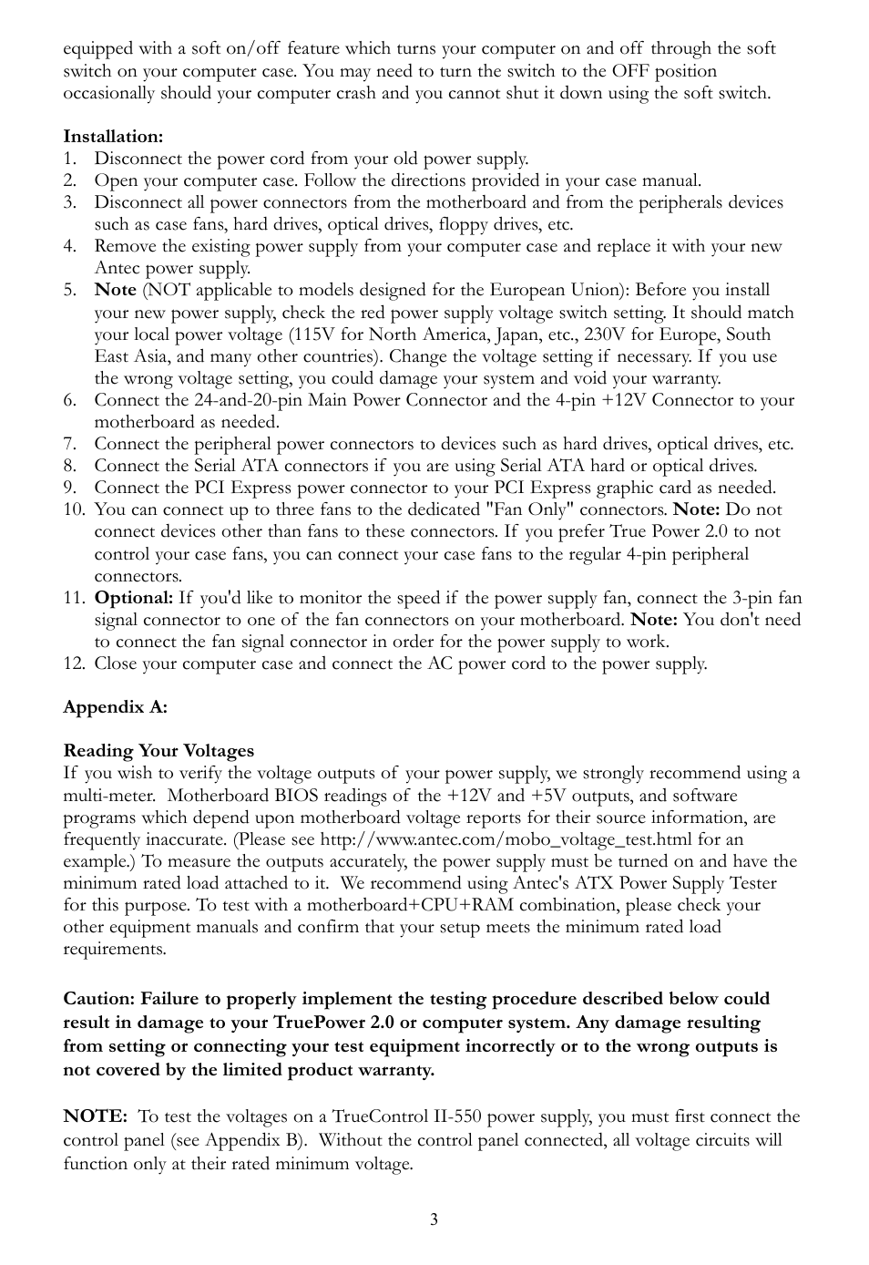 Antec TRUEPOWER 2.0 User Manual | Page 3 / 6