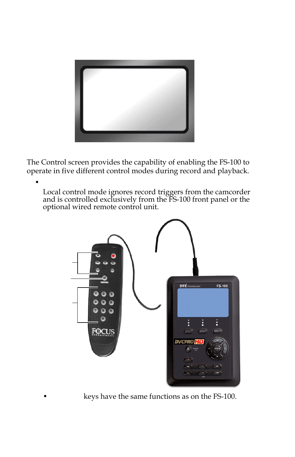 Control screen, R to, Local | Control -local syncro slave av/c tapeless | Panasonic FS-100 User Manual | Page 104 / 154