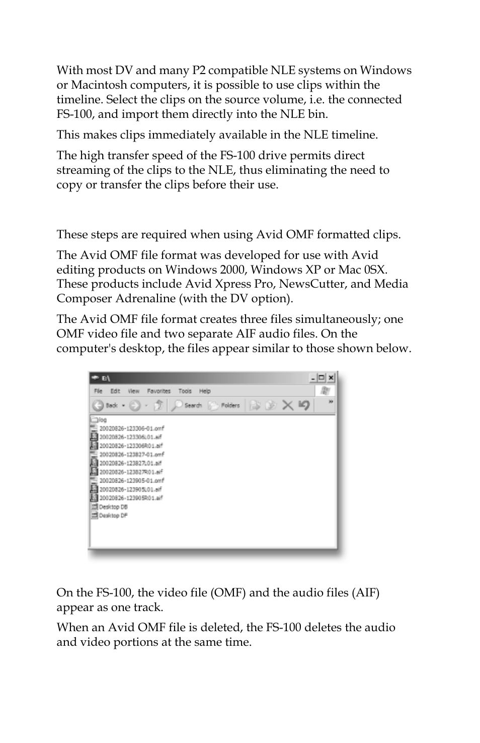 Using avid omf clips | Panasonic FS-100 User Manual | Page 114 / 154