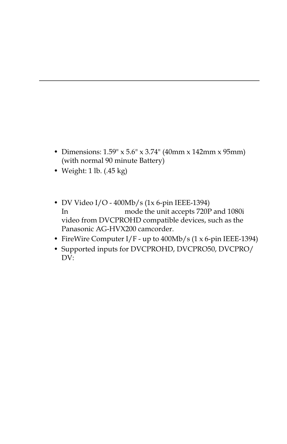 Technical specifications, Physical description, Input/outputs | Physical description input/outputs | Panasonic FS-100 User Manual | Page 123 / 154